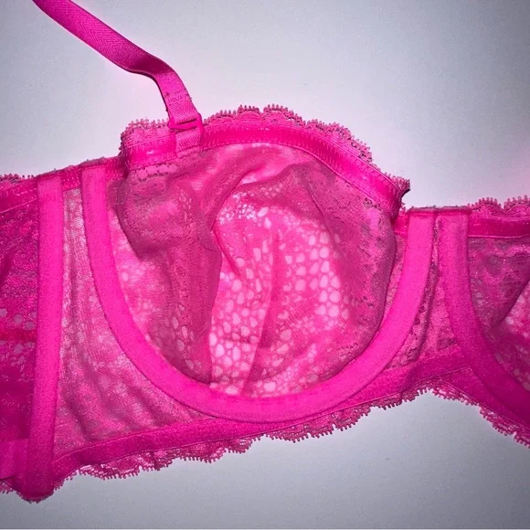 Intimately Free People Neon Pink Lace Underwire Bra Size 34D Like New! - Picture 6 of 9